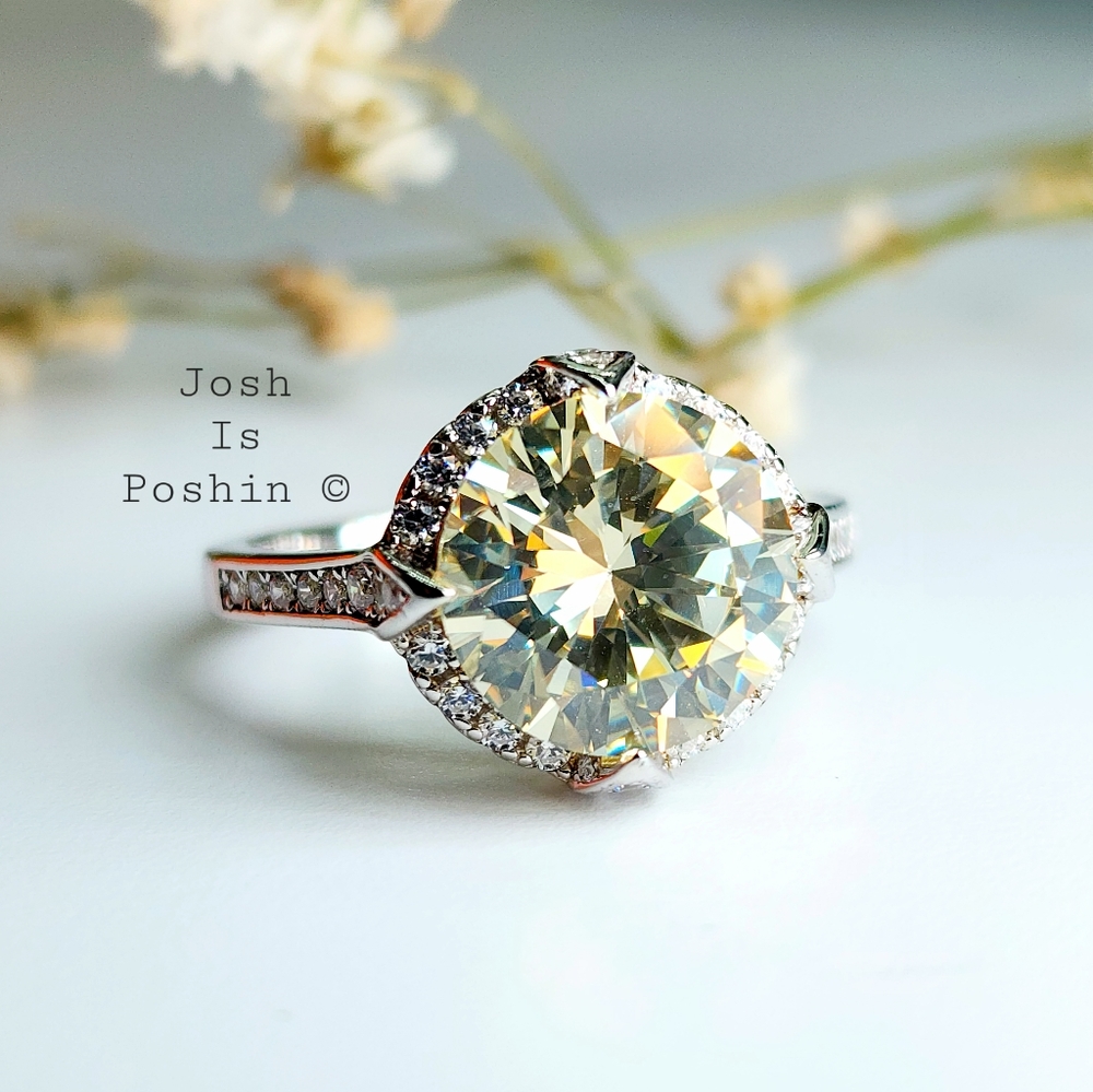 Josh Is Poshin Yellow Halo Solitaire Ring with Pavé Silver Band